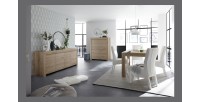 Buffet 4 portes en bois, collection ZEFIR, coloris chêne clair, parfait pour votre salon