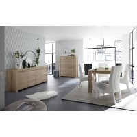 Buffet 4 portes en bois, collection ZEFIR, coloris chêne clair, parfait pour votre salon