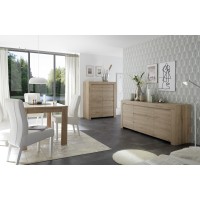 Buffet 2 portes et 3 tiroirs, collection ZEFIR, coloris chêne clair, parfait pour votre salon