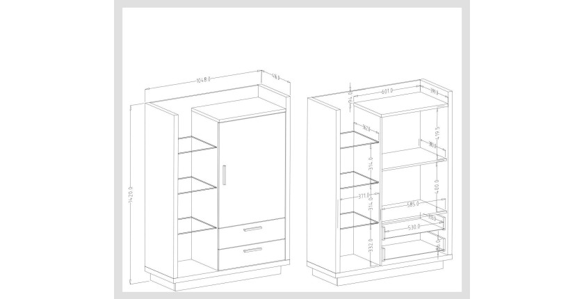 Buffet haut CORK avec Coloris gris et pin. Style design