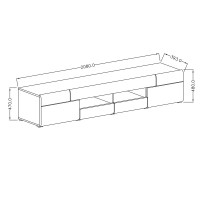 Meuble TV 210cm collection OHIO. Coloris gris anthracite et chêne