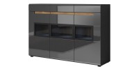 Buffet design 135x92. Collection LUCIA. Coloris gris brillant