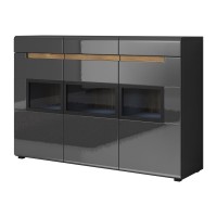 Buffet design 135x92. Collection LUCIA. Coloris gris brillant