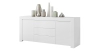 Buffet 2 portes et 3 tiroirs, collection ZEFIR, coloris blanc mat, parfait pour votre salon