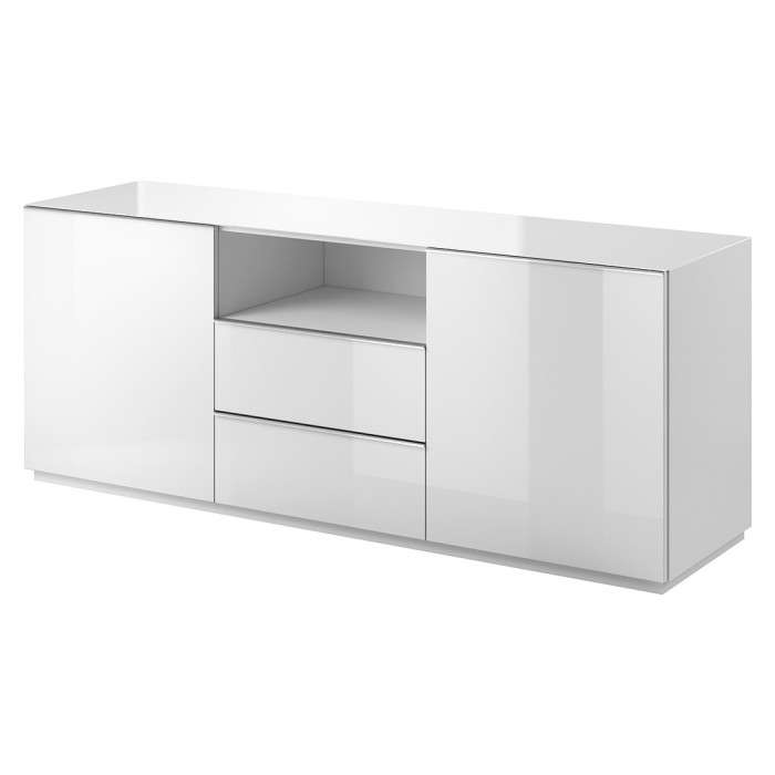 Buffet 180cm 2 portes et 2 tiroirs collection ZANTE. Coloris blanc brillant.