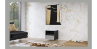 Petit Meuble TV ou meuble d'appoint 50cm collection ZANTE avec 1 tiroir et une niche. Couleur noir et gris brillant