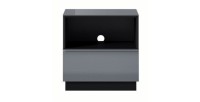 Petit Meuble TV ou meuble d'appoint 50cm collection ZANTE avec 1 tiroir et une niche. Couleur noir et gris brillant