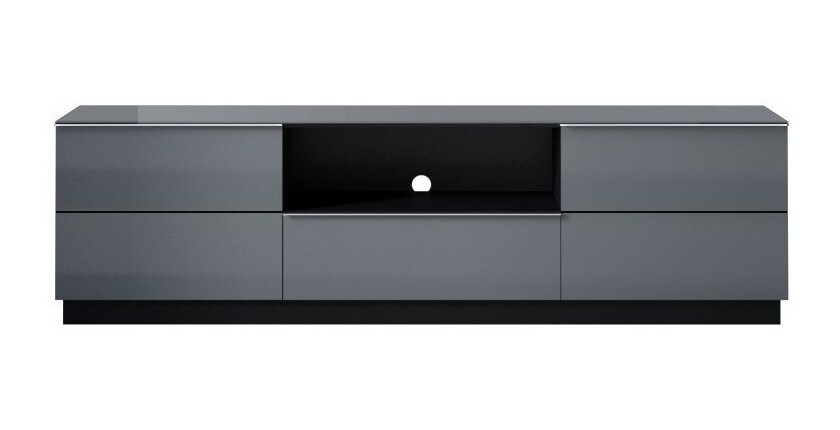 Meuble TV 180cm collection ZANTE avec 2 portes et 1 tiroir. Couleur noir et gris brillant
