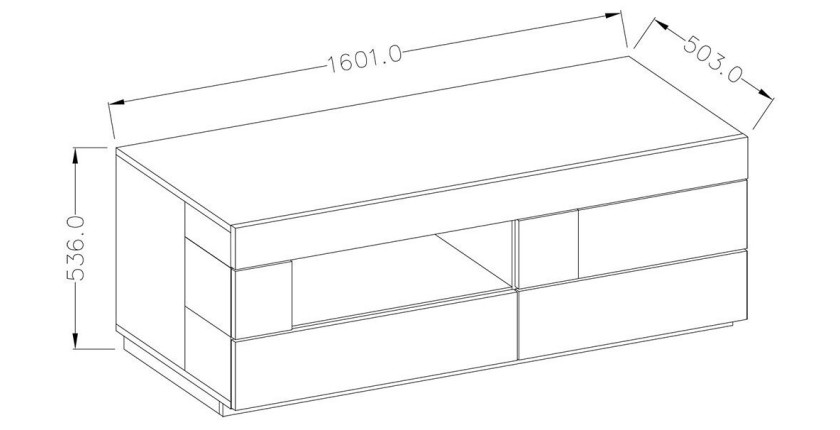 Meuble TV 160cm collection KILES. Coloris blanc et chêne. Style design