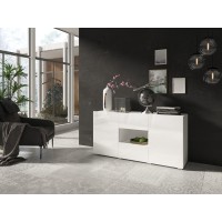 Buffet design 140cm pour salon couleur blanc brillant collection PAROS