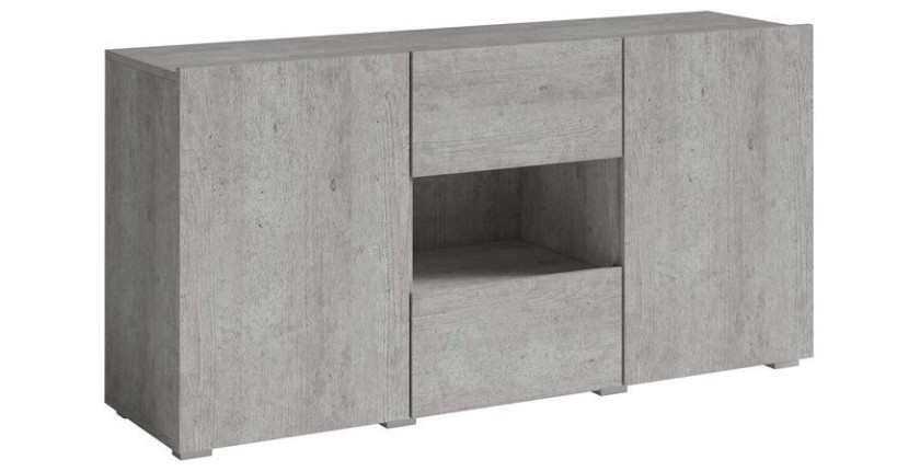 Buffet design 140cm pour salon couleur gris effet béton collection PAROS