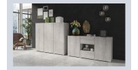 Buffet design 140cm pour salon couleur gris effet béton collection PAROS