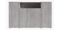 Buffet haut XL avec 4 portes et 1 niche, couleur gris aspect béton collection PAROS