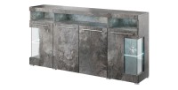 Buffet XL 180cm avec 4 portes couleur gris effet ardoise collection BOMBAY