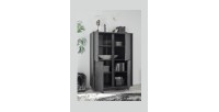 Argentier 4 portes, collection COLOMARMO, coloris noir effet marbre, idéal dans votre salon ou salle à manger
