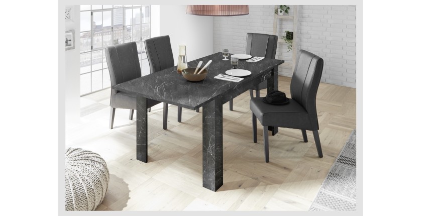 Table extensible, collection COLOMARMO, coloris noir effet marbre, idéal pour une salle à manger moderne et tendance