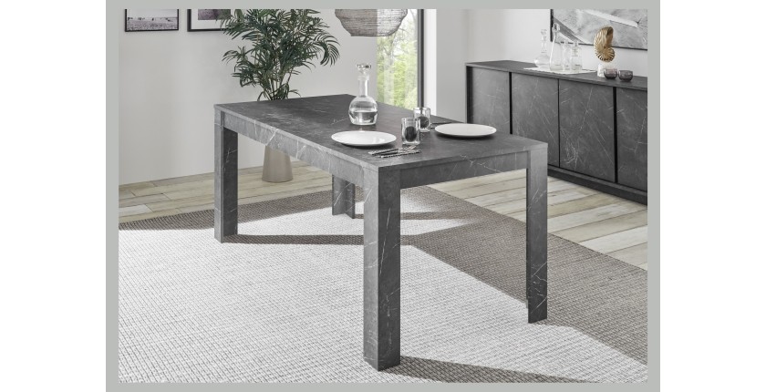 Table extensible COLOMARMO - Noir effet marbre - 180x90cm - Idéal pour une salle à manger design et tendance.