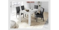 Table extensible, collection COLOMARMO, coloris blanc effet marbre, idéal pour une salle à manger moderne et tendance