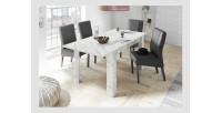 Table extensible, collection COLOMARMO, coloris blanc effet marbre, idéal pour une salle à manger moderne et tendance