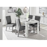 Table extensible COLOMARMO, coloris blanc effet marbre - Idéal pour une salle à manger design et tendance