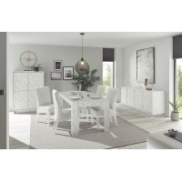 Table extensible COLOMARMO, coloris blanc effet marbre - Idéal pour une salle à manger design et tendance