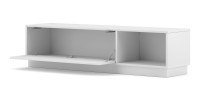 Meuble TV design EVO 140 cm, 1 porte et 2 niches, coloris blanc mat