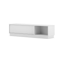 Meuble TV design EVO 140 cm, 1 porte et 2 niches, coloris blanc mat