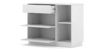 Commode design EVO, 100cm, 1 tiroir et 2 portes, coloris blanc mat