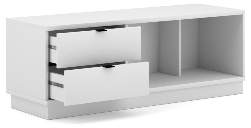 Commode design SOB, 120cm, 2 tiroirs et 2 niches, coloris blanc