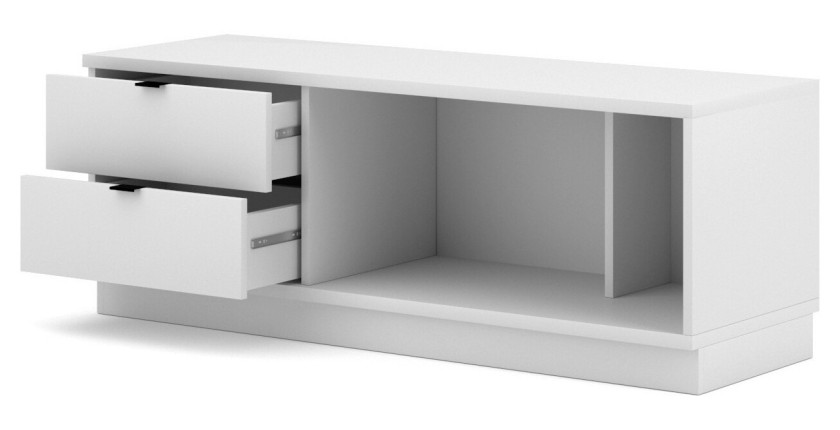 Commode design SOB, 120cm, 2 tiroirs et 2 niches, coloris blanc