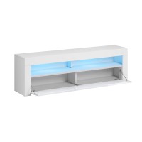 Meuble TV RABBIT 140cm, 1 porte et 4 niches, coloris blanc