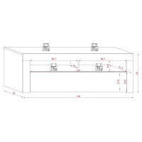 Meuble TV RABBIT 140cm, 1 porte et 4 niches, coloris blanc