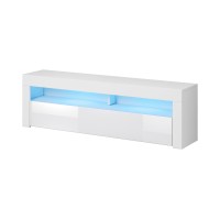 Meuble TV RABBIT 140cm, 1 porte et 4 niches, coloris blanc