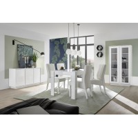 Buffet 3 portes, collection CREAM, coloris blanc laqué brillant, idéal pour un salon ou une salle à manger design