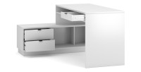 Bureau d'angle coloris blanc mat collection SOB avec 3 tiroirs et 3 niches