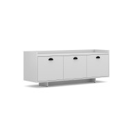 Meuble TV design VICTORIA 140 cm, 3 portes, coloris blanc