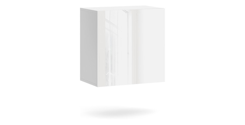 Petit meuble de rangement suspendu NEVER blanc brillant de 50cm