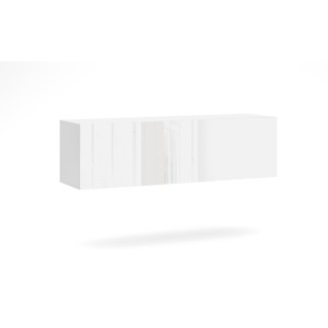 Meuble de rangement suspendu 140cm collection NEVER blanc brillant