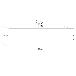 Meuble de rangement suspendu 140cm collection NEVER blanc brillant