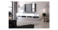 Meuble TV suspendu design CLUJ, 280 cm, couleur blanc