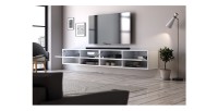 Meuble TV suspendu design CLUJ, 280 cm, couleur blanc