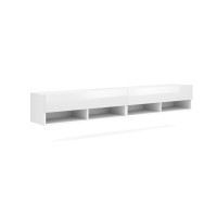 Meuble TV suspendu design CLUJ, 280 cm, couleur blanc