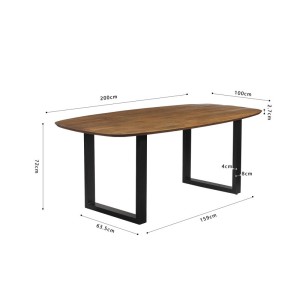 Table à manger BELLA longueur 200cm en décor bois exotique mangolia