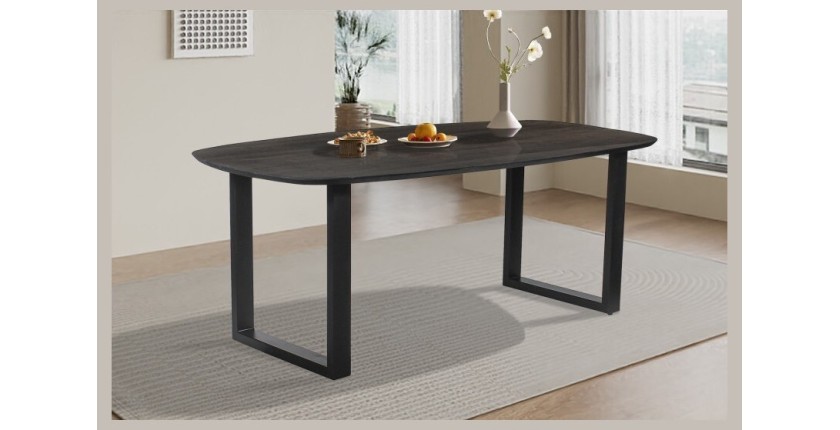 Table à manger BELLA longueur 200cm en décor bois exotique mangolia noir