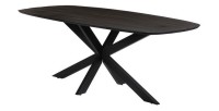 Table à manger BELLA longueur 200cm en bois brut exotique mangolia noir