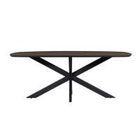 Table à manger BELLA longueur 200cm en bois brut exotique mangolia noir