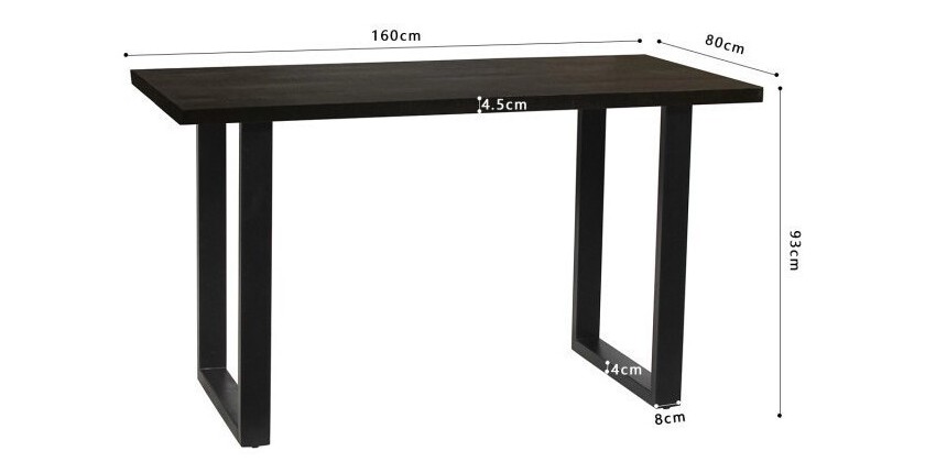 Table à manger AWANI longueur 160cm en bois exotique mangolia noir