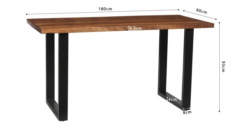 Table à manger AWANI longueur 180cm en bois exotique mangolia