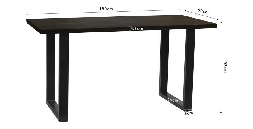 Table à manger AWANI longueur 180cm en bois exotique mangolia noir