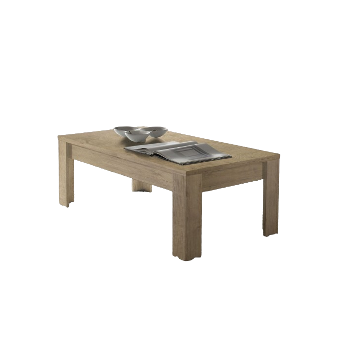 Table basse avec pieds en bois, Collection SHOW, coloris chêne clair